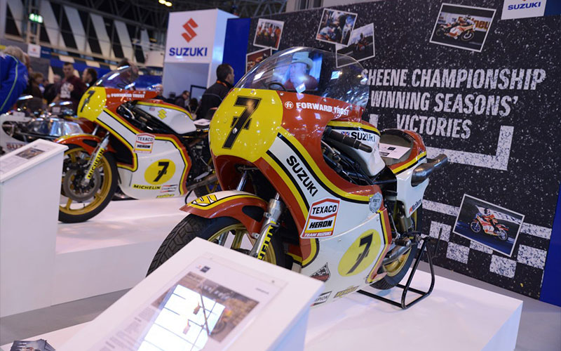 Sheene's bikes and medals at Motorcycle Live